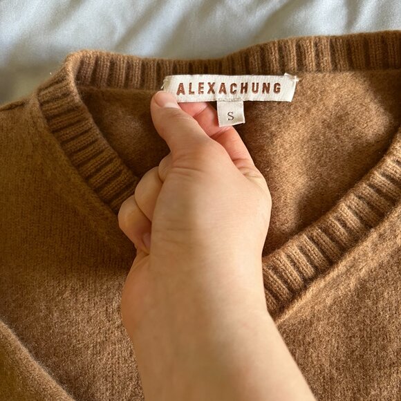 Alexa Chung Camel V-Neck Sweater, Size S - Picture 3 of 6